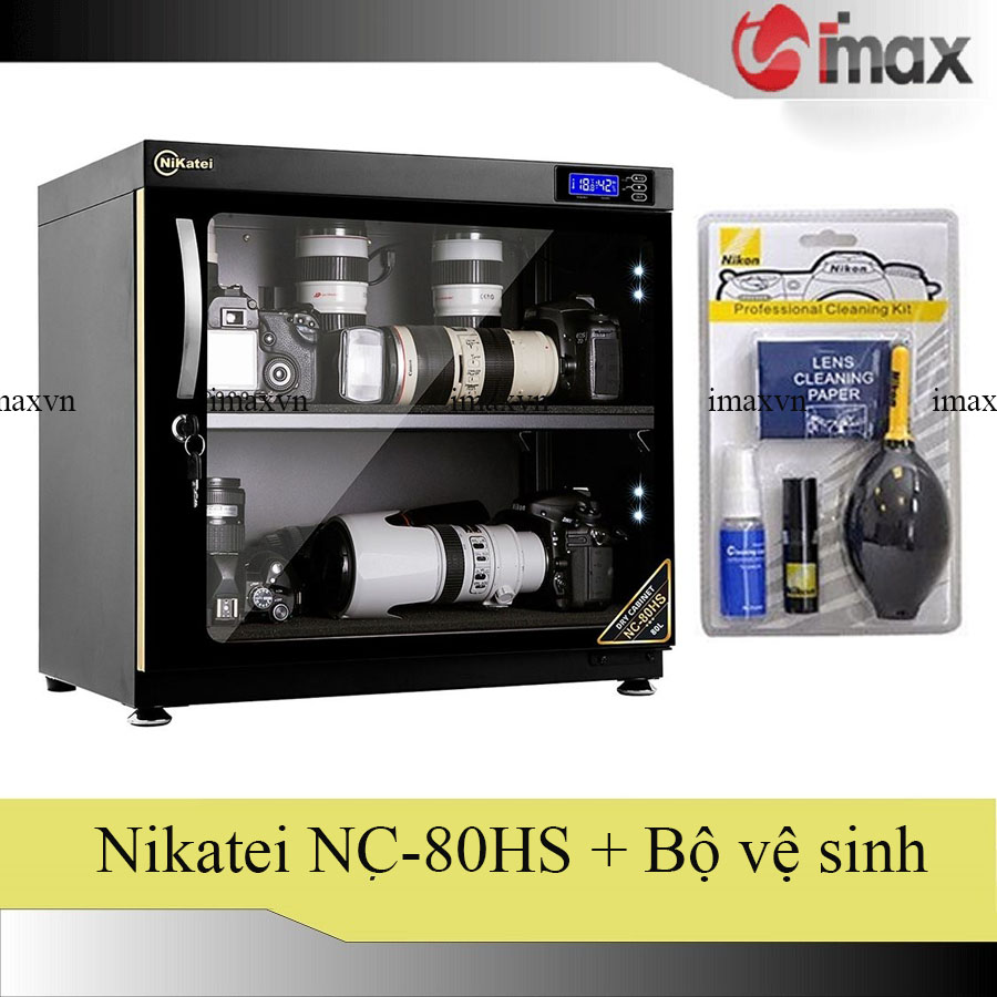 Tủ chống ẩm nikatei nc-80hs black + bộ vệ sinh máy ảnh 8 in 1