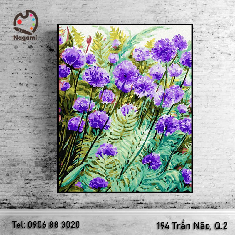 Tranh sơn dầu số hóa Nagami hoa tím -DIY Painting