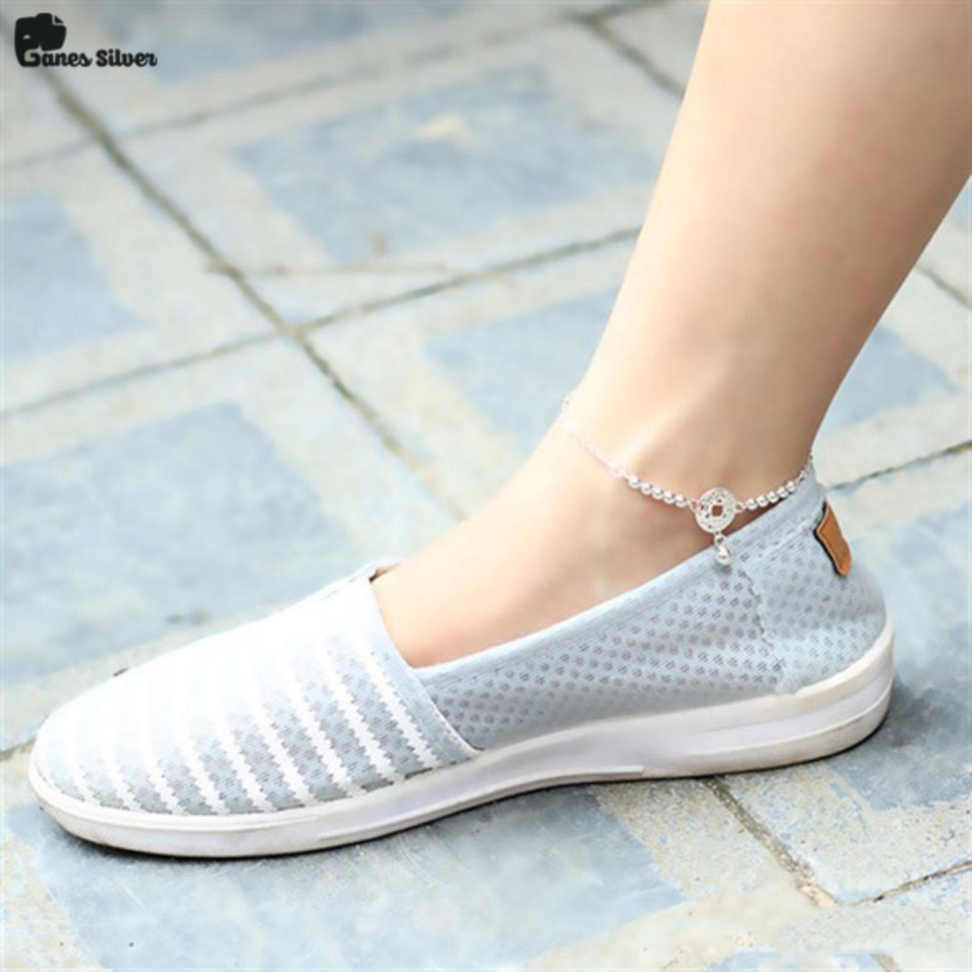 Lắc chân kim tiền chất liệu bạc ta cao cấp - thương hiệu ganes silver