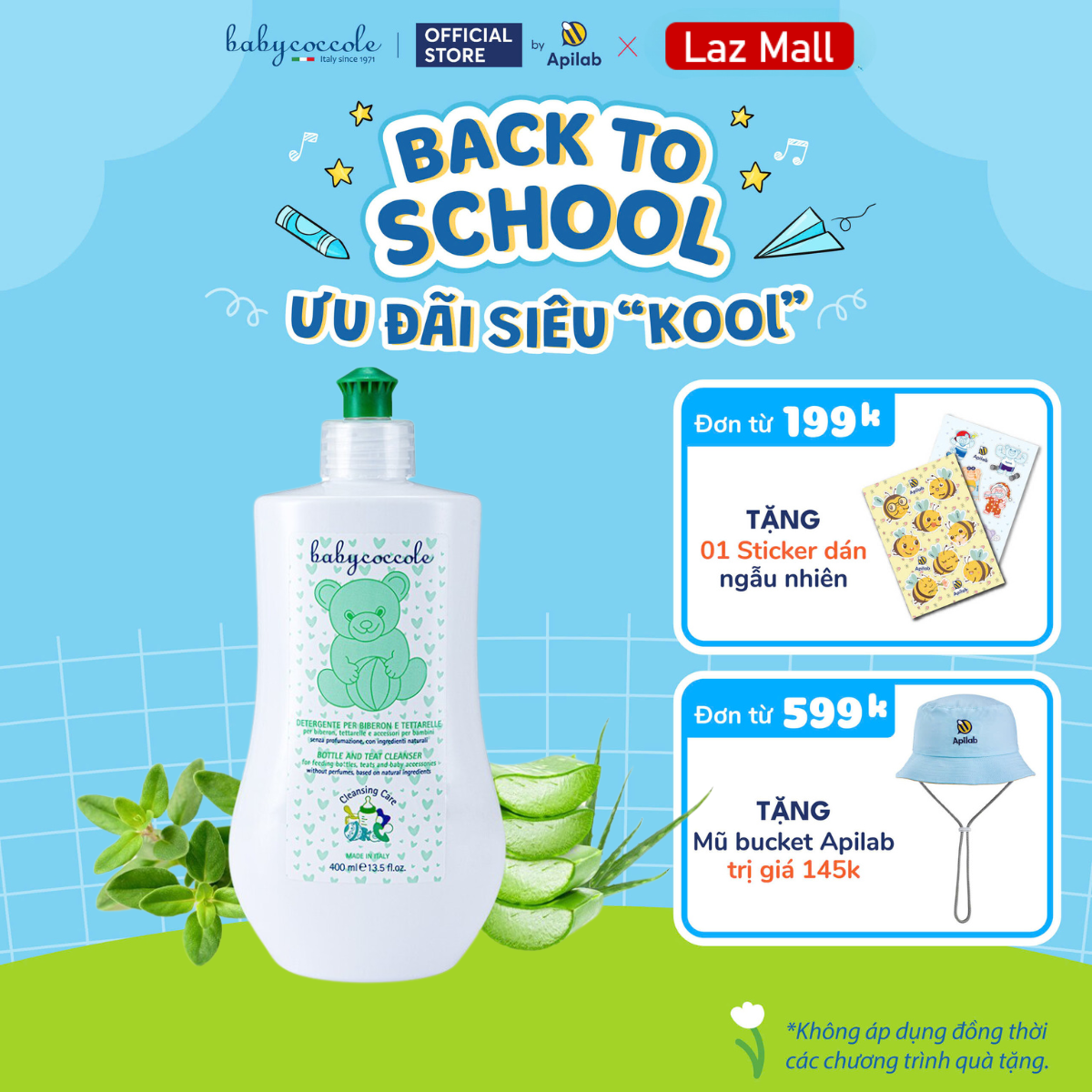 Nước rửa bình sữa Babycoccole Chiết xuất cỏ xạ hương và lô hội 400ml