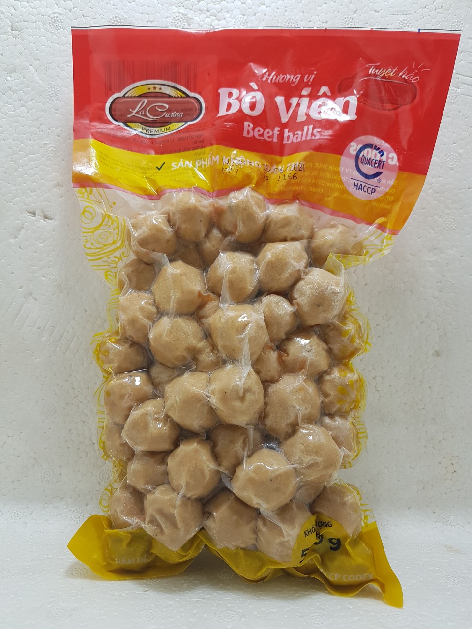 Bò viên chiên Lacusina 500g không hàn the