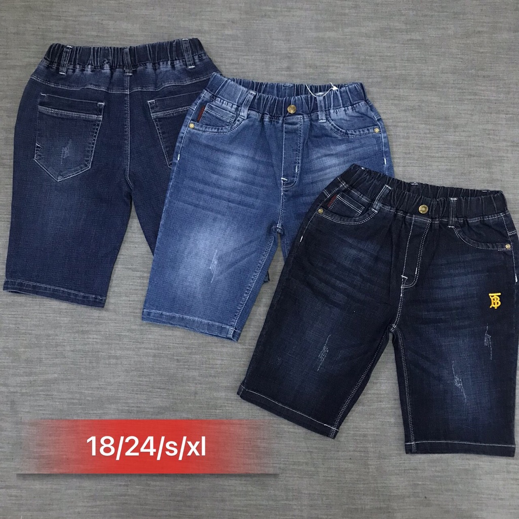 Quần short jeen bé trai,quần bò lửng trẻ em,chất jeen thun co giãn 4c mềm mại thoáng mát bigsize 32 - 65 kg