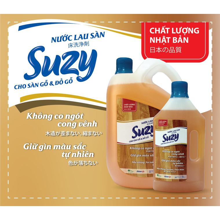 Nước lau sàn gỗ và đồ gỗ suzy 4l- thành phần hữu cơ, chất lượng nhật bản_mẹ jinjin
