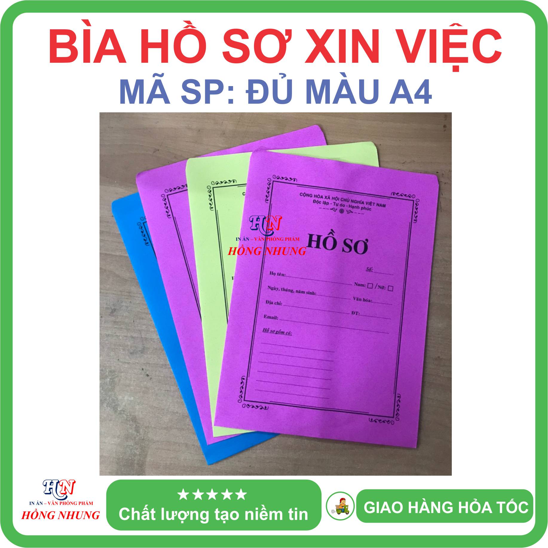 Combo 100 cái bìa hồ sơ xin việc, kích thước khổ a4/f4