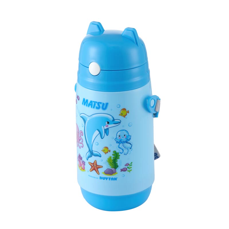 DEAL LAZ - Bình nước cho bé Matsu 500ml có nắp bật ống hút vệ sinh an toàn cho bé. Bình nước có ống hút cho bé có quai xách