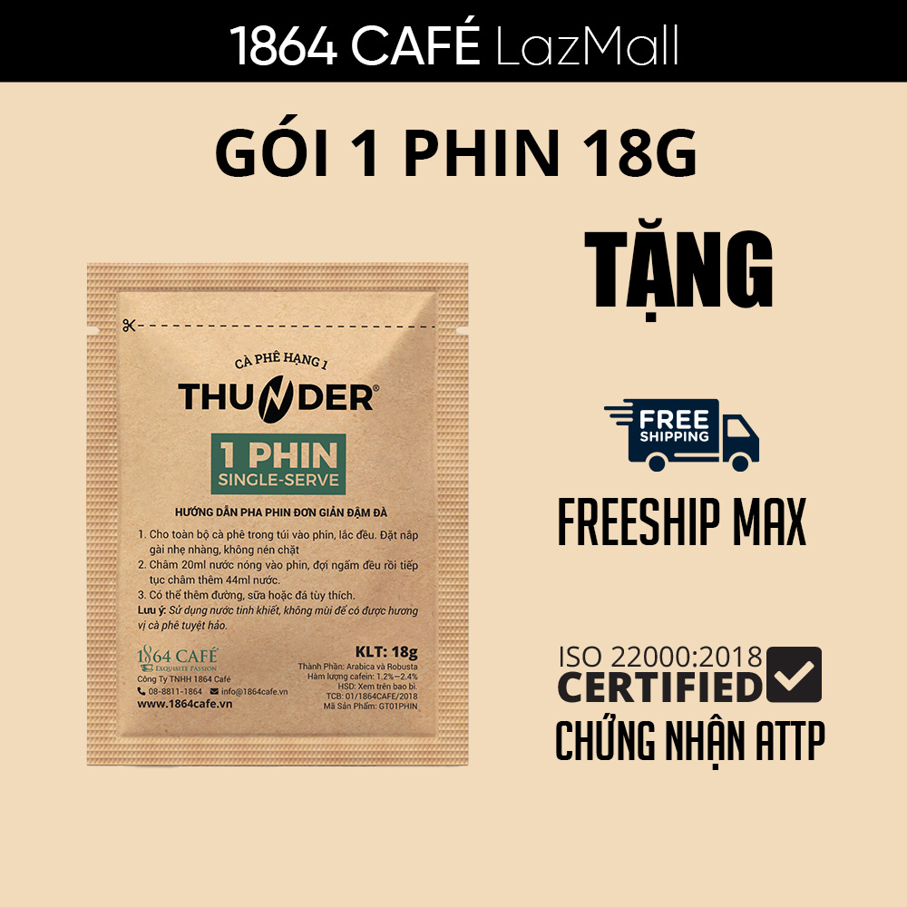 Cà phê thunder 1 phin 18g nhãn xanh