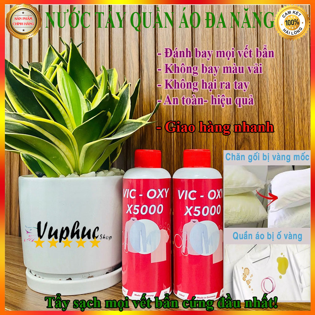Nước tẩy quần áo X5000 siêu trắng tẩy quần áo trắng, quần áo màu, bẩn, bị mốc chính hãng, giá rẻ đánh bay mọi vết bẩn cứng đầu nhất mang lại cho bạn quần áo trắng sáng như mới.