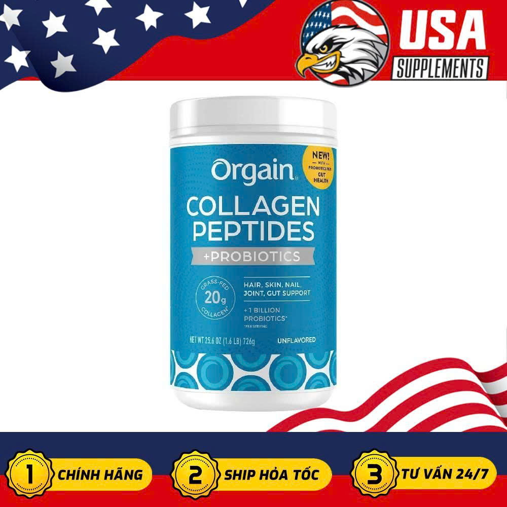 Orgain Collagen Peptides + Probiotics 726g – Hỗ Trợ Sức Khỏe Toàn Diện Cho Cơ Thể