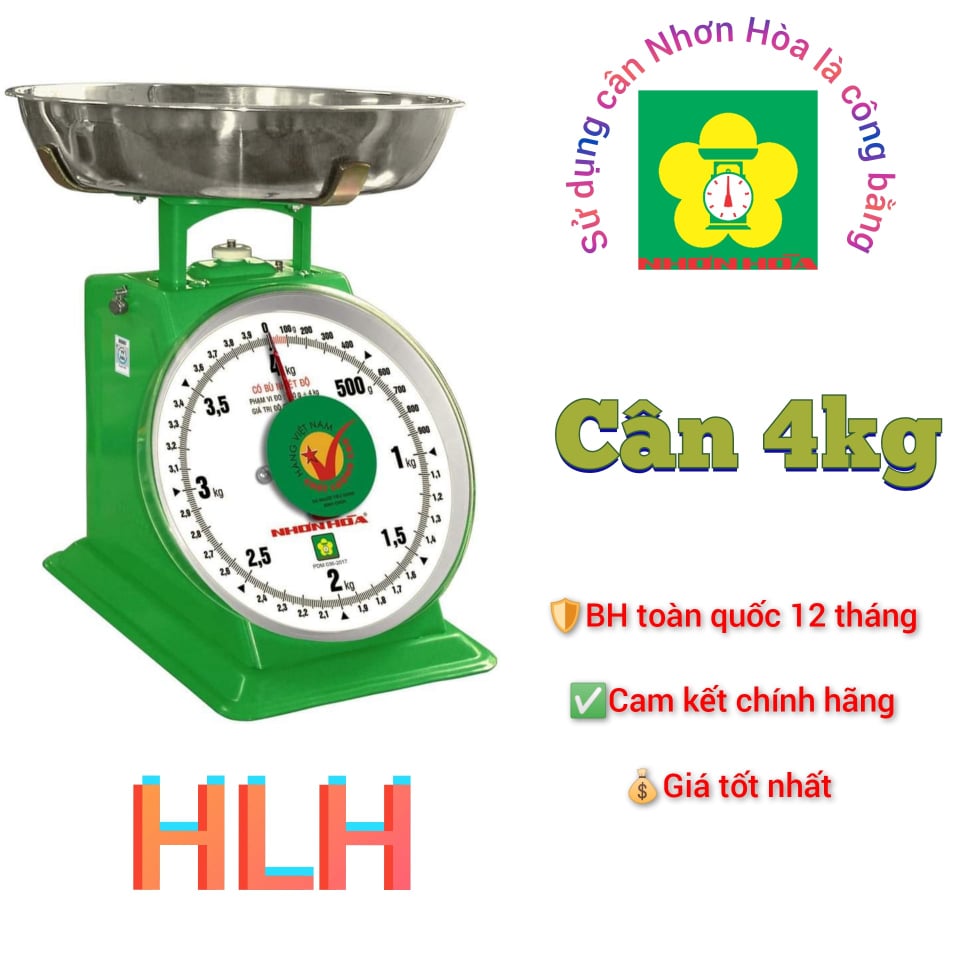 Cân Nhơn Hòa 4 kg - cân đồng hồ lò xo mặt số 8 inches
