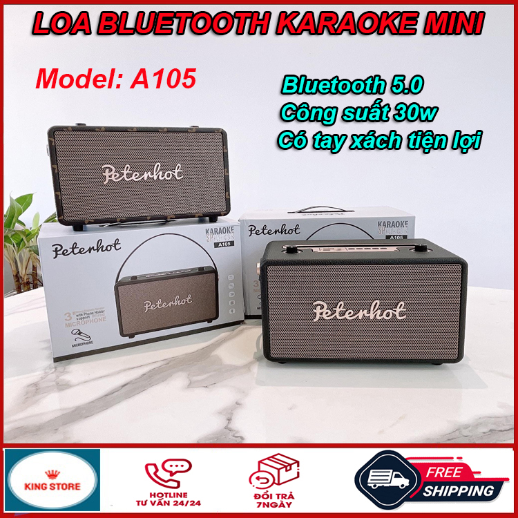 [CAO CẤP] Loa nghe nhạc bluetooth PETERHOT A105 bluetooth 5.0, công suất 30w, loa karaoke bluetooth, loa bluetooth mini, loa bluetooth hát karaoke, loa nghe nhạc mini, loa mini bluetooth, loa bluetooth bass mạnh