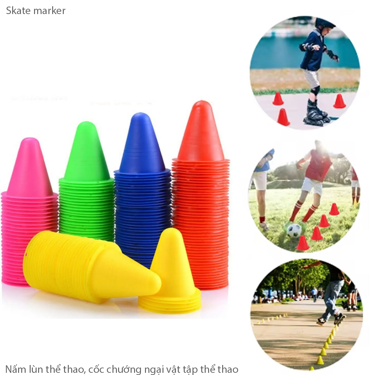 Nấm lùn cone thể thao, patin mắc cơ dẫn đường làm chướng ngại vật tập luyện cao 8cm C8
