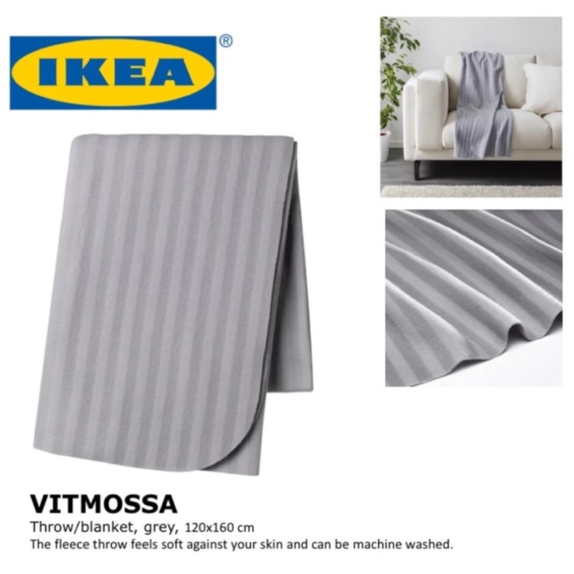 Chăn ikea vitmossa -sọc xám 160x120cm
