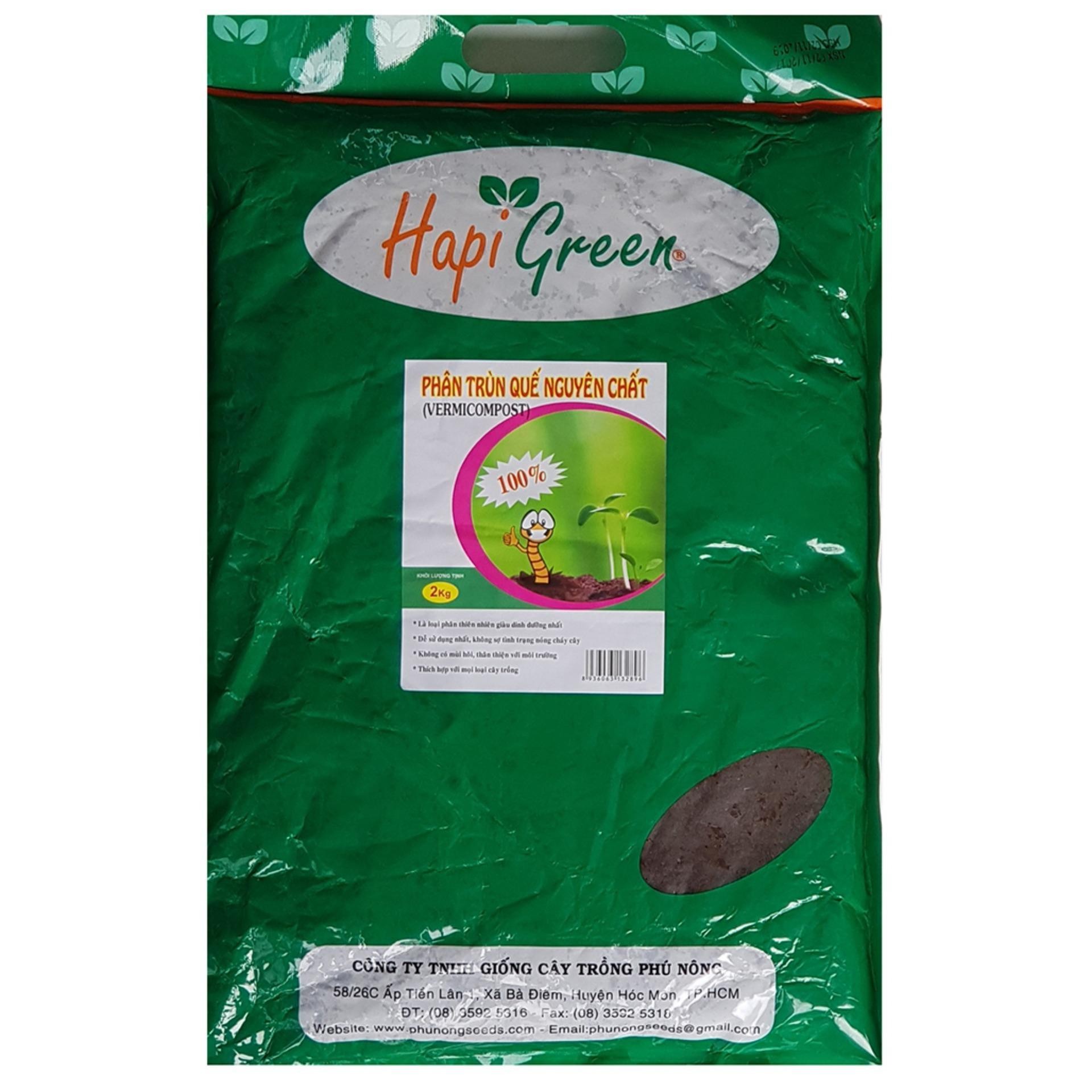Giá thể dinh dưỡng hữu cơ phân trùn quế hapi green phú nông - 2kg