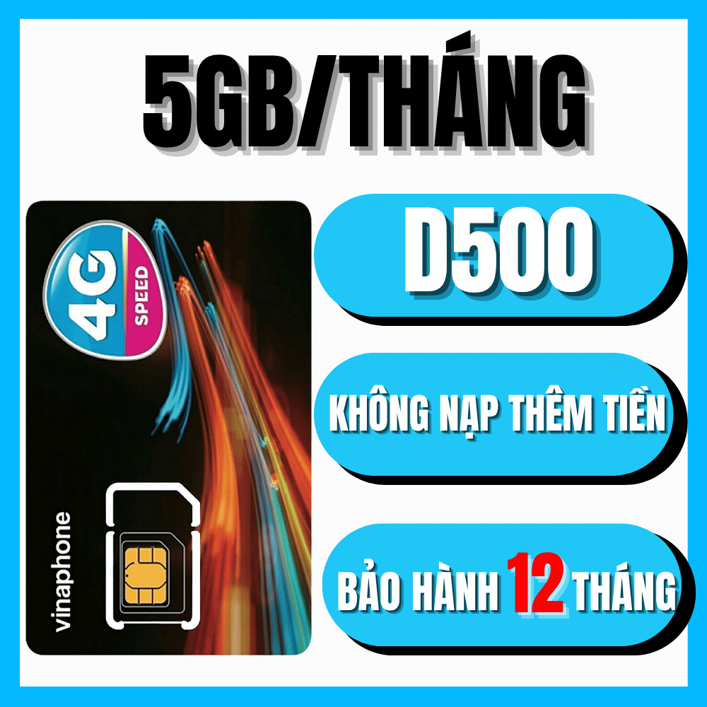 Sim 4G Vinaphone trọn gói 1 năm D500/D219 nhà mạng vina dung lượng cao Sim 4G di động và dcom sài internet 12 tháng miễn phí FREESHIP - CHƯA KÍCH HOẠT.