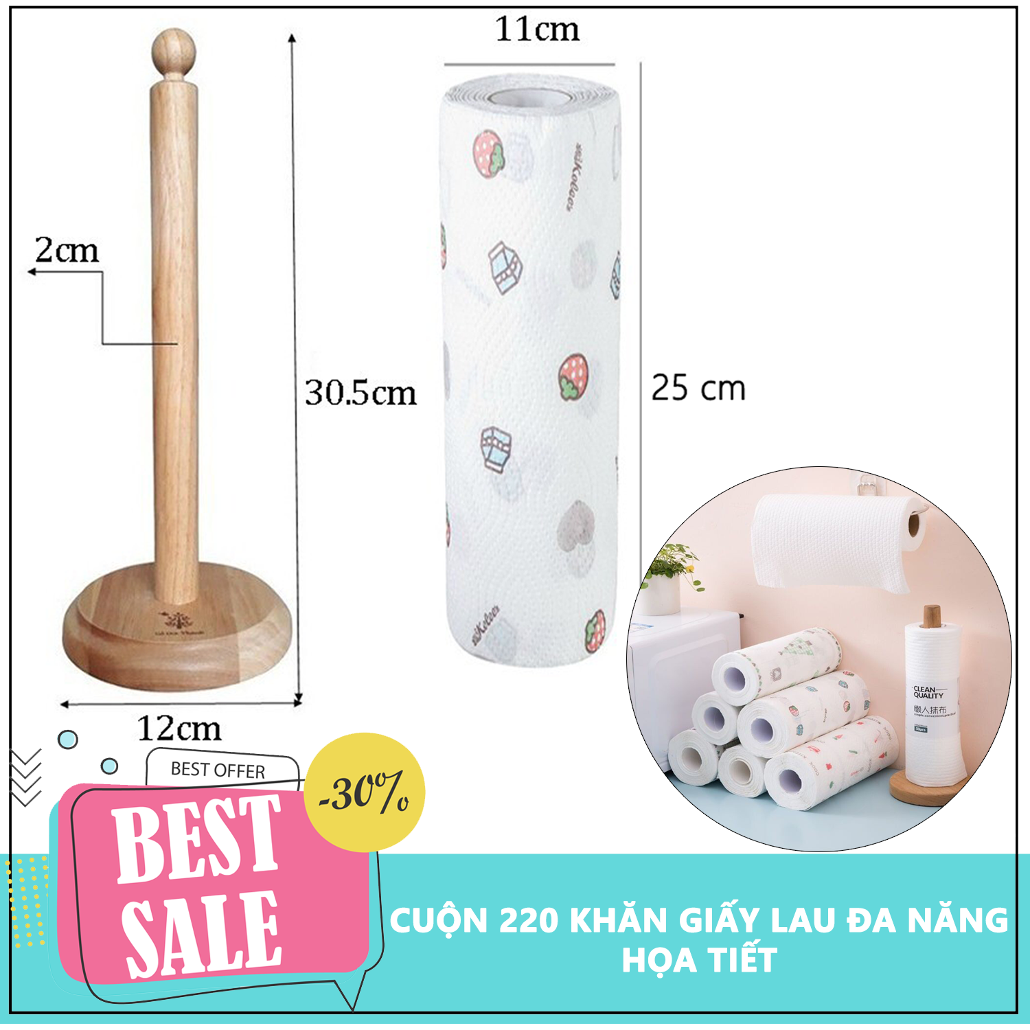 Cuộn giấy lau bếp, Giấy lau nhà bếp, Cuộn Giấy Lau Nhà Bếp Đa Năng Màu Trắng In Họa Tiết Ngẫu Nhiên Siêu Dai Siêu Thấm Hút Có Thể Giặt Được, Giấy lau bếp, giấy lau đa năng, giấy vệ sinh khăn giấy