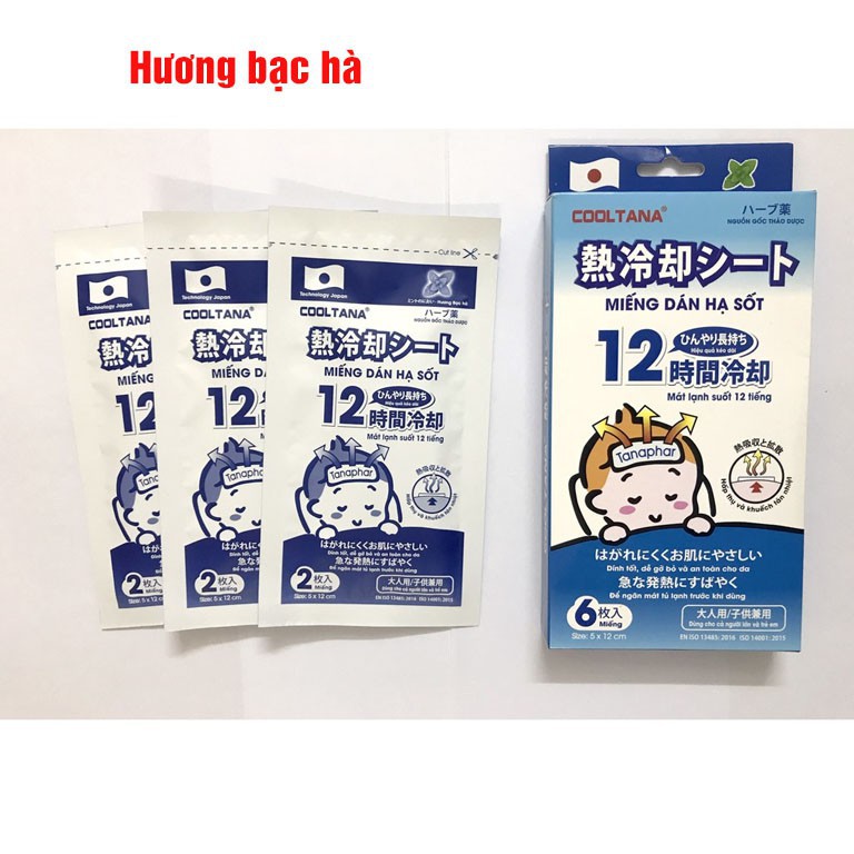 Hộp 6 miếng dán hạ sốt cooltana-japan technology - hương bạc hà