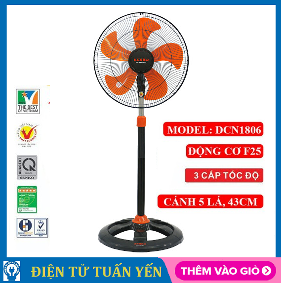 Quạt đứng công nghiệp Senko DCN1806 công suất 65W - Hàng chính hãng