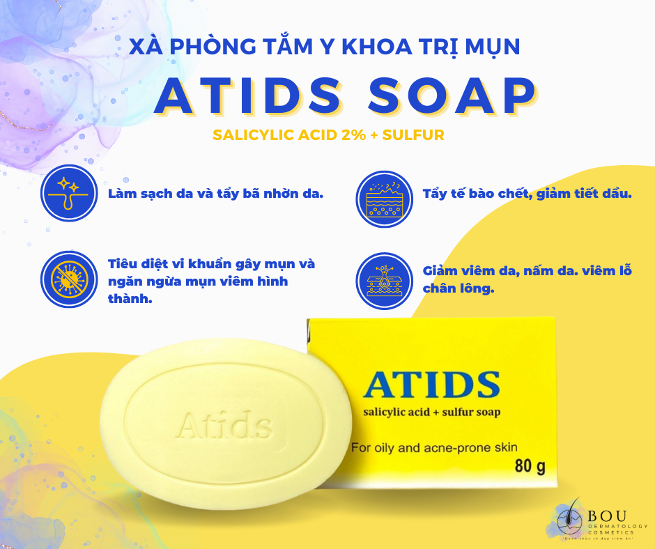 Xà phòng tắm y khoa trị mụn cơ thể atids soap 80g