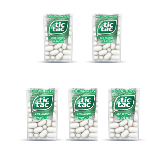 Combo 5 hộp kẹo TicTac hương vị bạc hà 145g