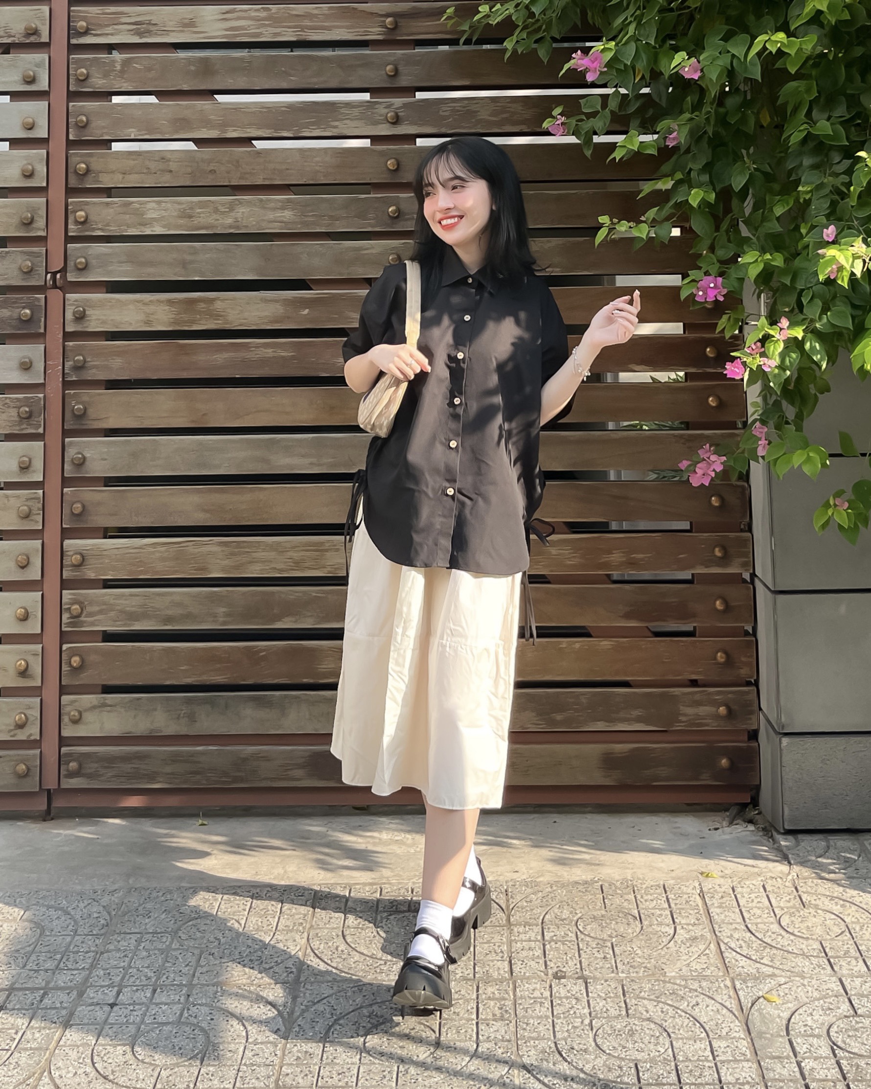 Áo sơ mi tay ngắn cột nơ the c.i.u - rowan shirt