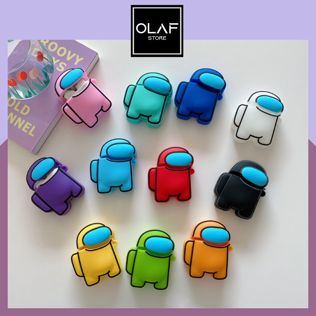 Case Airpod Among Us. Vỏ bảo vệ hộp đựng tai nghe không dây bluetooth tương thích với Airpods 1/2 và i12/i9/i7/tws