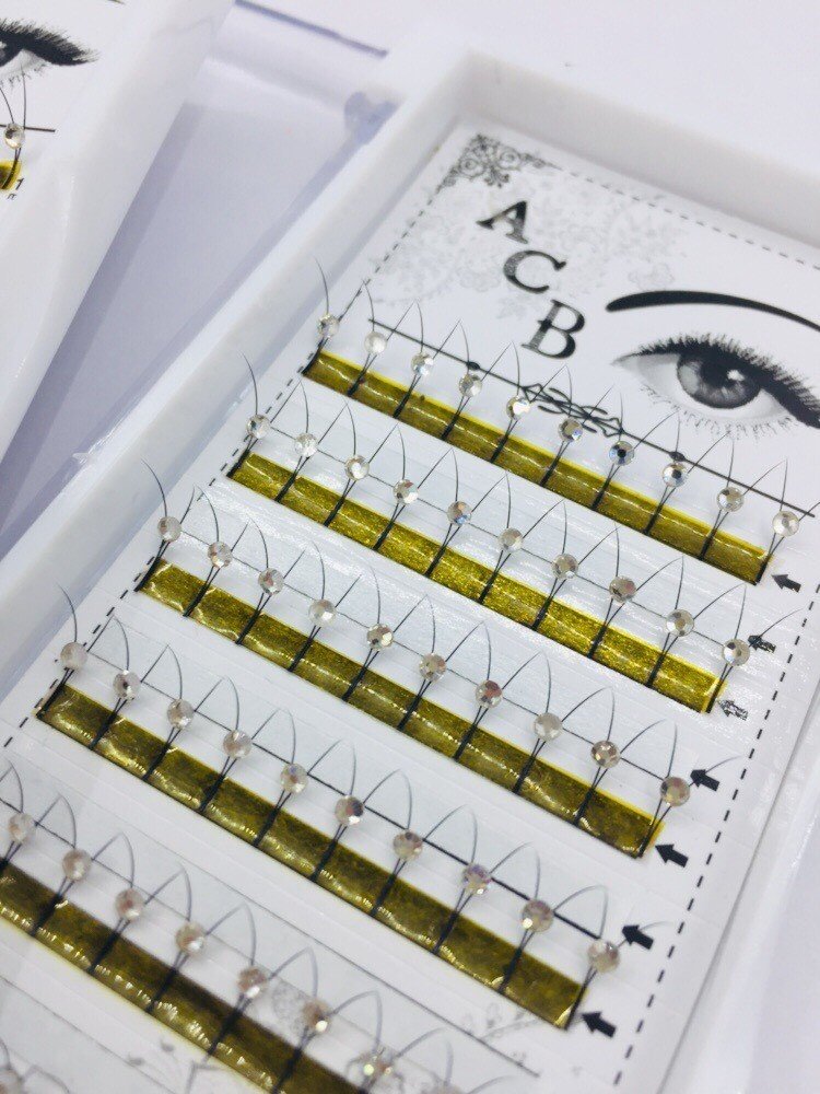 Mi khay độ cong C đính đá 0.15 12mm__dụng cụ nối mi_THÚY HÀ