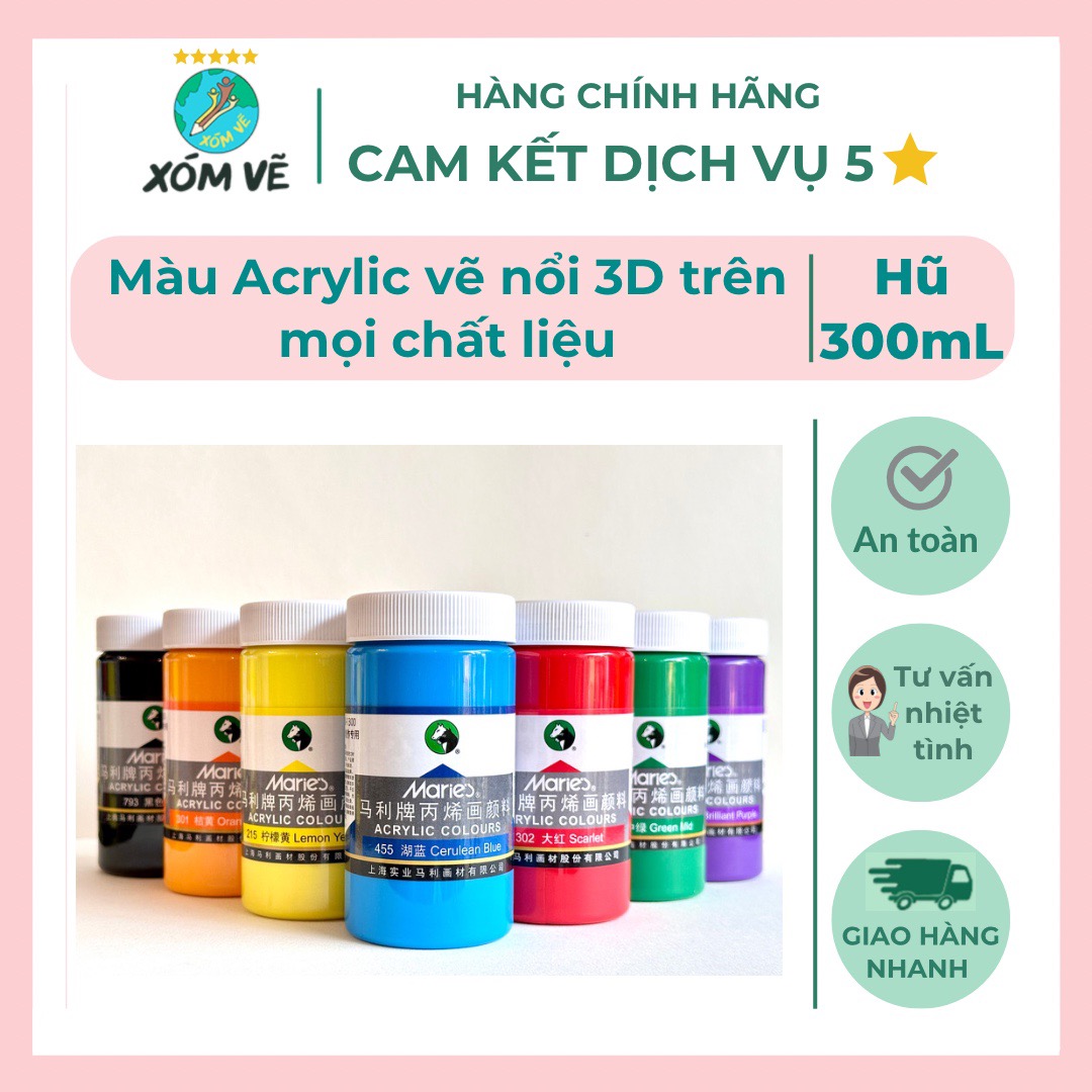 Màu acrylic vẽ trên mọi chất liệu 300ml vẽ nổi 3D đầu ngựa Maries