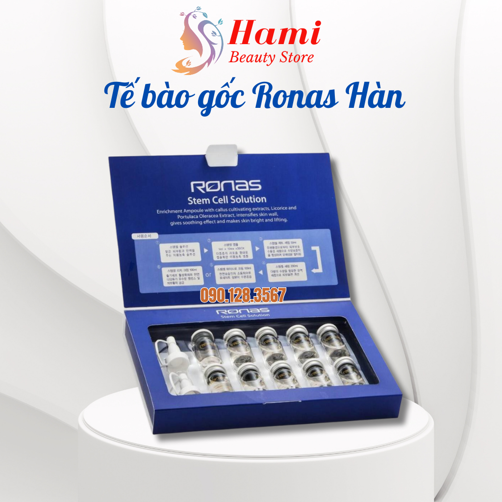 Tế bào gốc phục hồi và dưỡng trắng da ronas stem cell solution 10 lọ hàng chuẩn hàn
