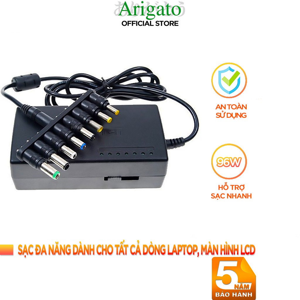 Sạc laptop đa năng, sạc màn hình lcd 8 đầu sạc || arigato đảm bảo chất lượng