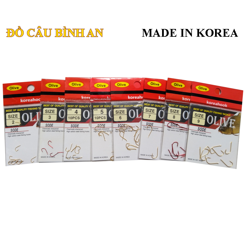 1 vỉ lưỡi câu hàn quốc sode ,thép carbon, sắc , bền ..