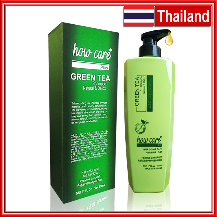 Dầu Gội Kích Thích Mọc Tóc - Sạch Gàu Hết Ngứa - Phục Hồi Tóc Hư Tổn Nặng - Giữ Màu Tóc Nhuộm - Trà Xanh Howcare Thái Lan 500ml