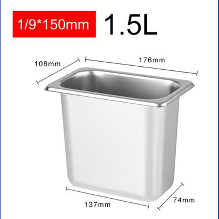 [HCM]ComBo 5 Khay Inox Đựng Thạch Đựng Topping Thực Phẩm GN 1/9 Cao 150mm (Có Nắp)
