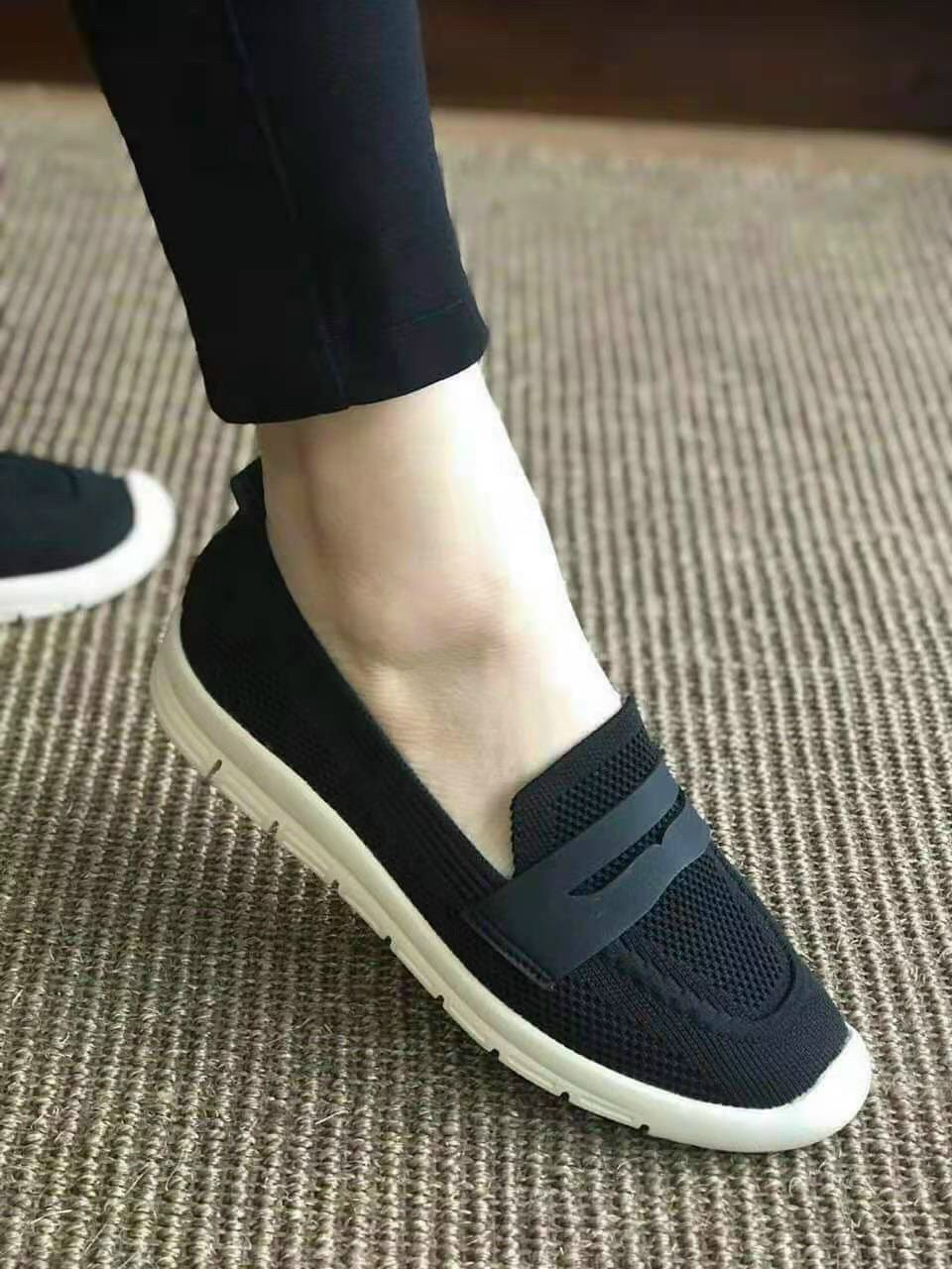 Giày lười len đế bệt trắng dẻo cực êm