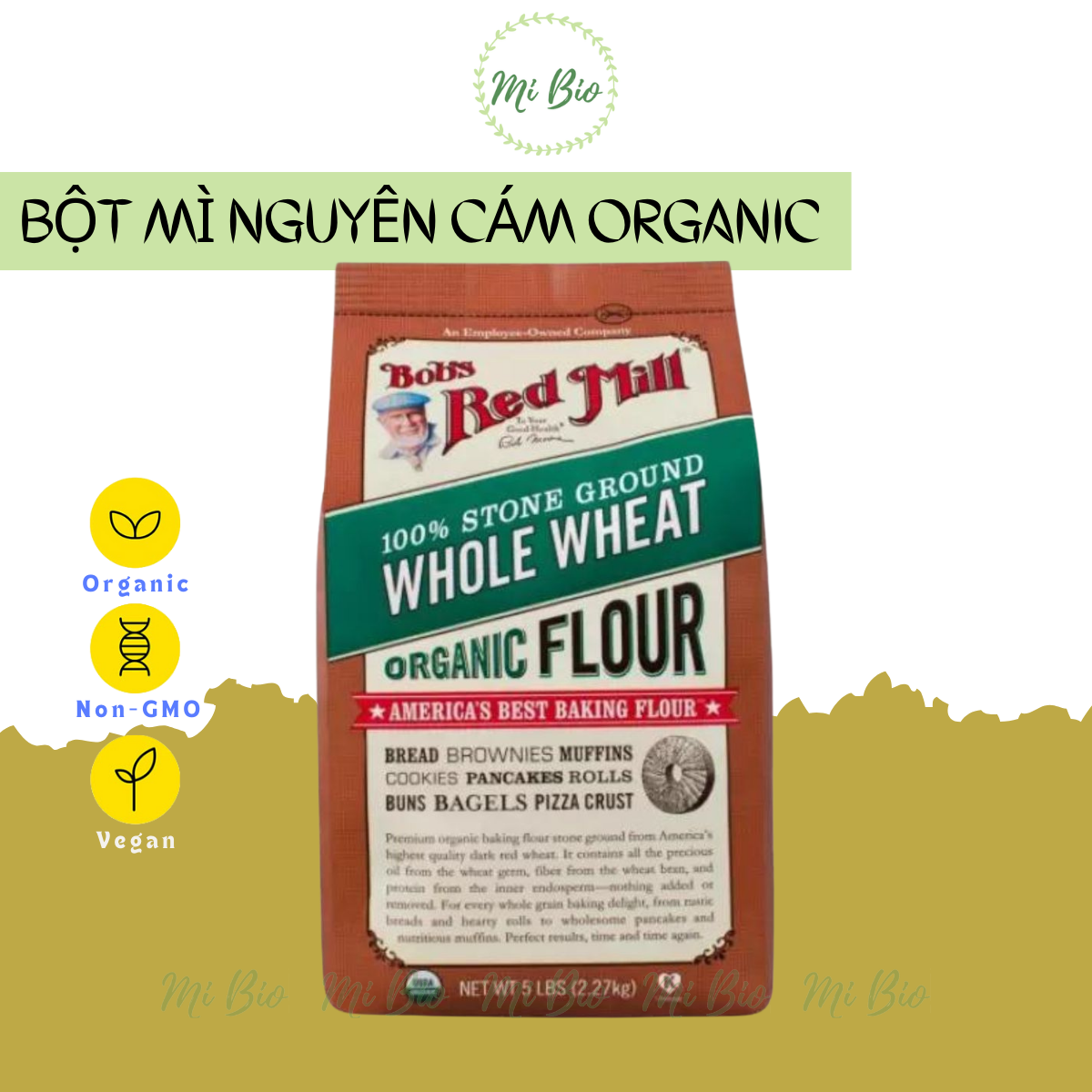 Bột mì nguyên cám hữu cơ Bob's Red Mill