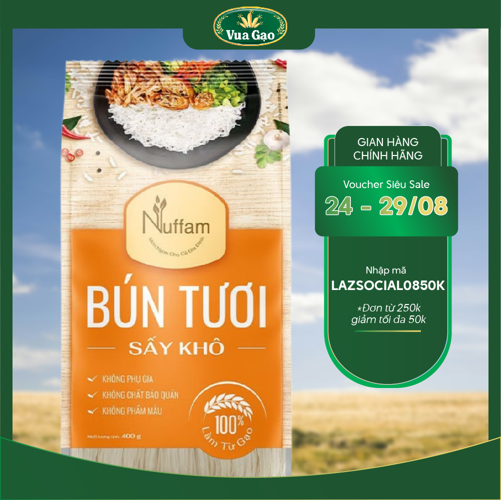 Bún tươi sấy khô - chính hãng nuffam - túi 400gr