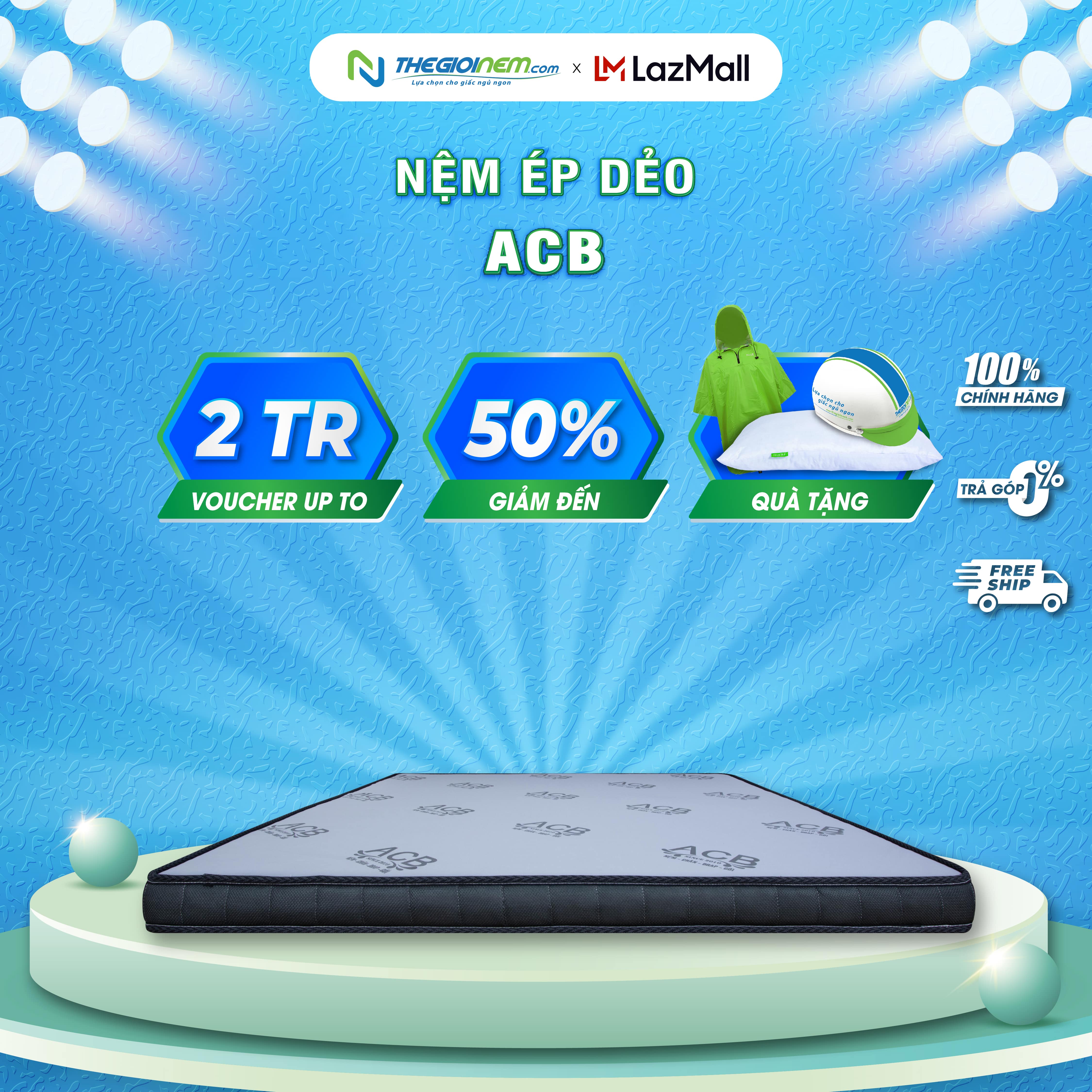 Trả góp 0% Nệm cao su tổng hợp ACB - Maàu ngẫu nhiên.