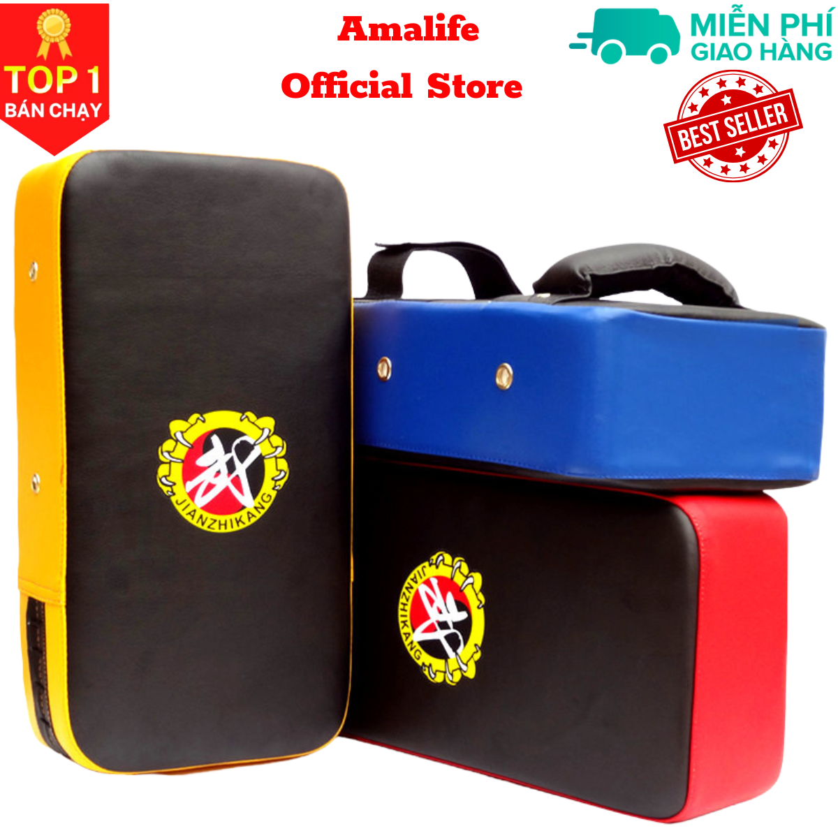 Đích đấm bằng da PU có lỗ xỏ ngón tay hỗ trợ luyện tập karate/boxing/Muay Thái - Chính hãng Amalife - Đích đá taekwondo, đích đấm boxing