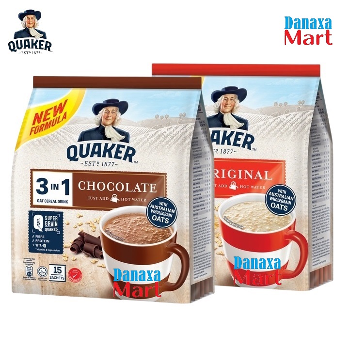 Combo 2 Gói Thức Uống Yến Mạch Quaker 3in1 Vị Truyền Thống và Vị Chocolate