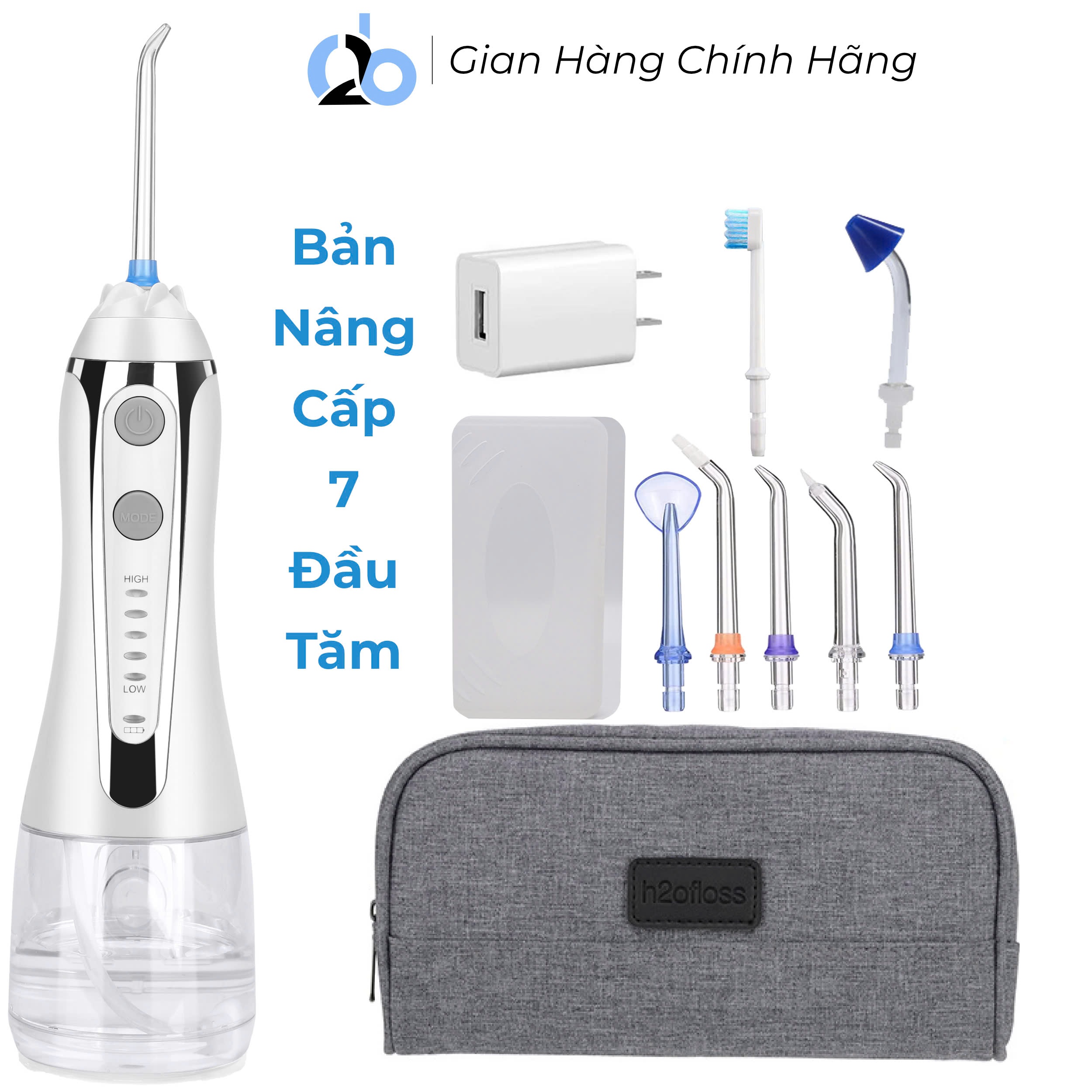 Tăm nước cầm tay H2ofloss HF2, phân phối độc quyền, phiên bản nâng cấp với nút mở bình nước.