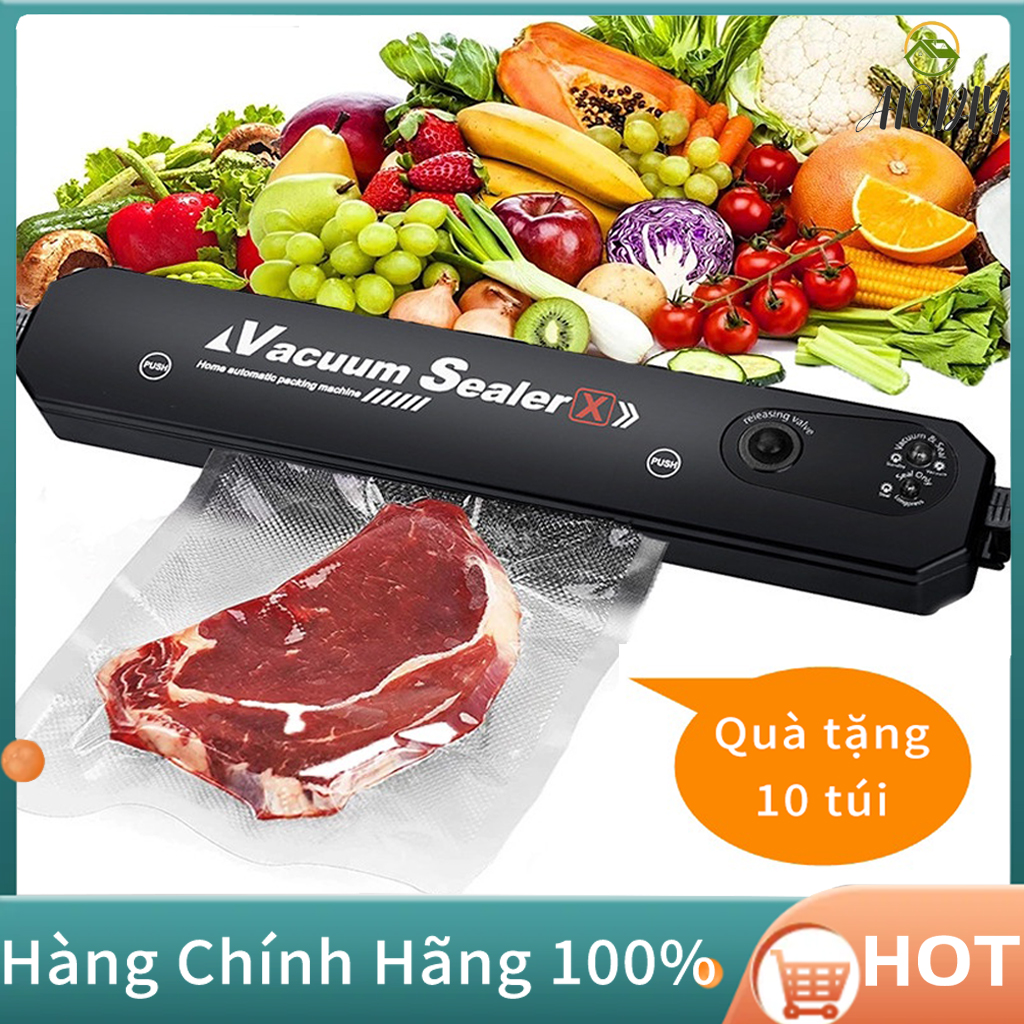 Máy hút chân không bảo quản thực phẩm Vacuum Sealer mini cao cấp tự hàn miệng tiện dụng tặng kèm túi hút