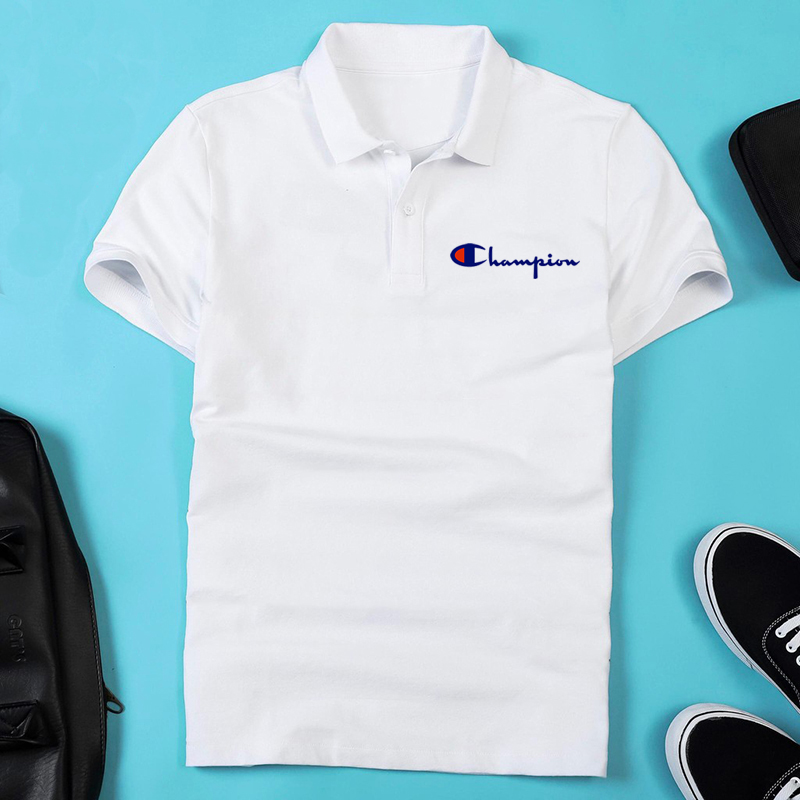 Áo polo logo champion vải cá sấu 4 chiều mặc thoáng mát không xù lông - áo thun có cổ basic - polo ht