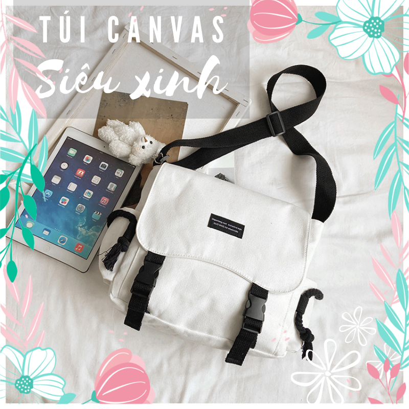 Túi Canvas Đi Chơi - Túi Vải Đeo Chéo Nam Nữ - Túi Đeo Chéo Nữ Đi Học Đi Chơi - Túi Vải Đeo Chéo Unisex - Túi Canvas Thời Trang Douning