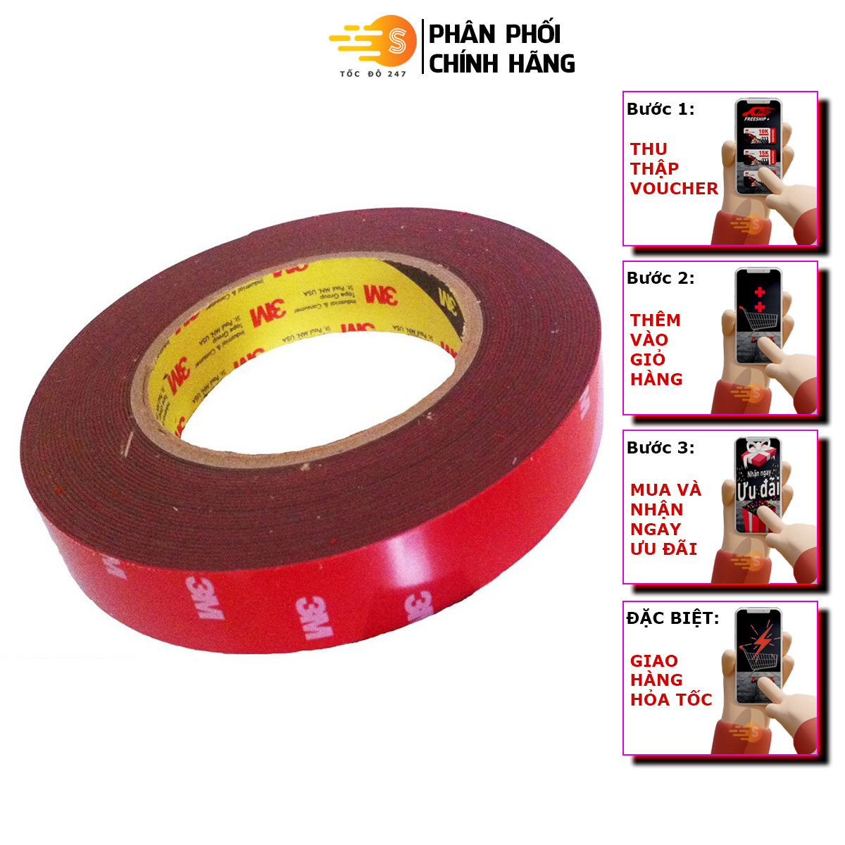 Băng keo cường lực siêu dính 3m khổ 10mm x 10m 4229p-10, gpl-1110 - tốc độ 247, siêu dính, cường lực, chính hãng 3m, băng keo gpl dài 11m dán được trên vật liệu nhựa