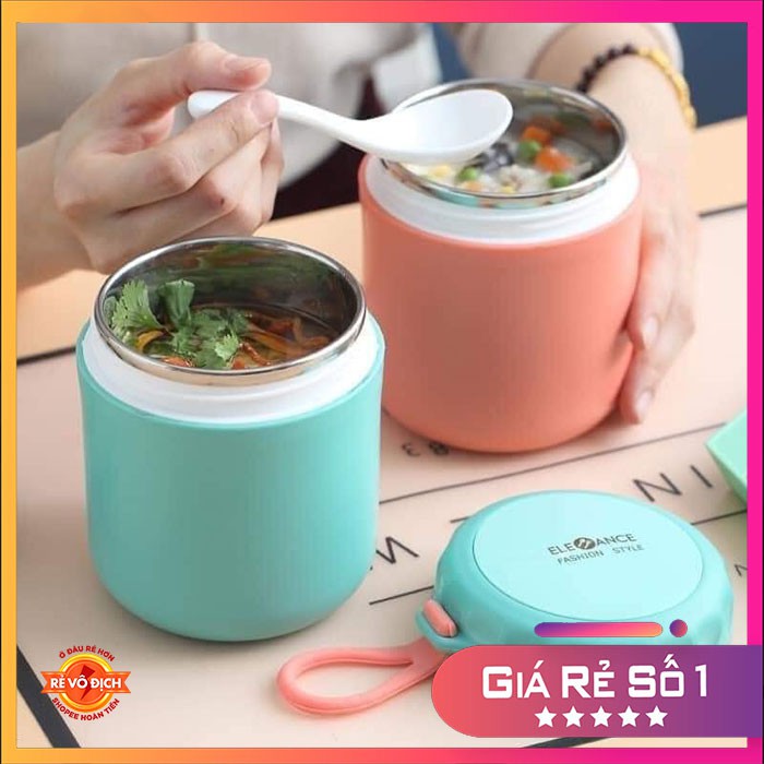 Bình ủ cháo Nhật đa năng 430ml - Ca đựng nước, sữa, đồ ăn cho trẻ em, người lớn đa năng bằng inox cao cấp có quai xách,, binh u chao Nhat da nang