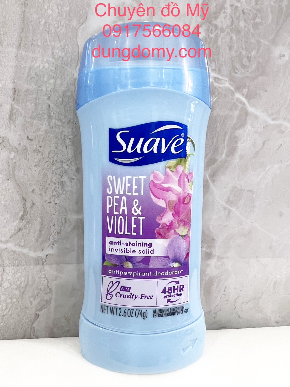Date T6/2025_ Sáp lăn khử mùi nữ Suave 48 Hour Protection 74g Sweet Pea & Violet - Hương hoa nhẹ nhàng của Mỹ
