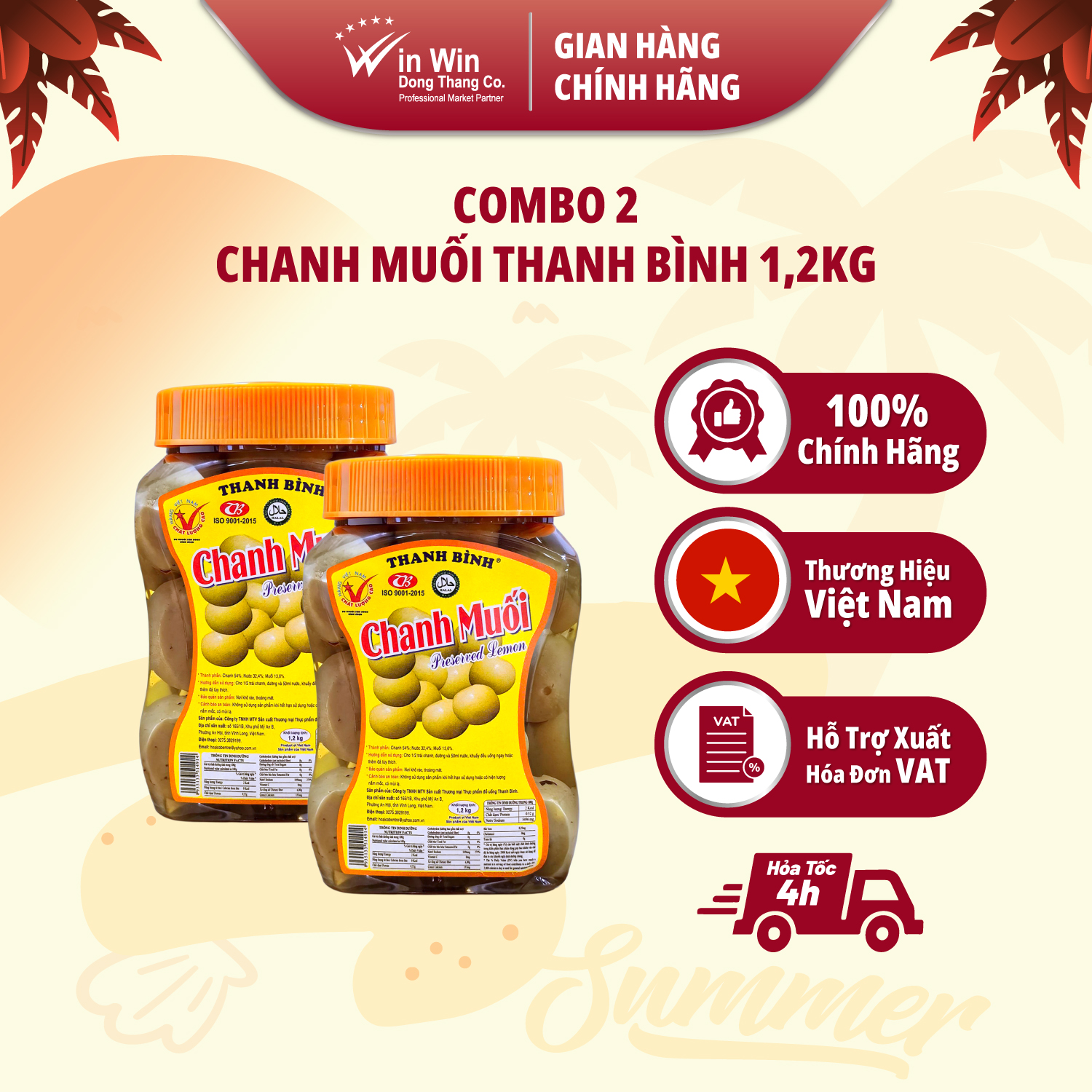 Combo 2 Hũ Chanh Muối Thanh Bình 1,2kg - Sản xuất Việt Nam
