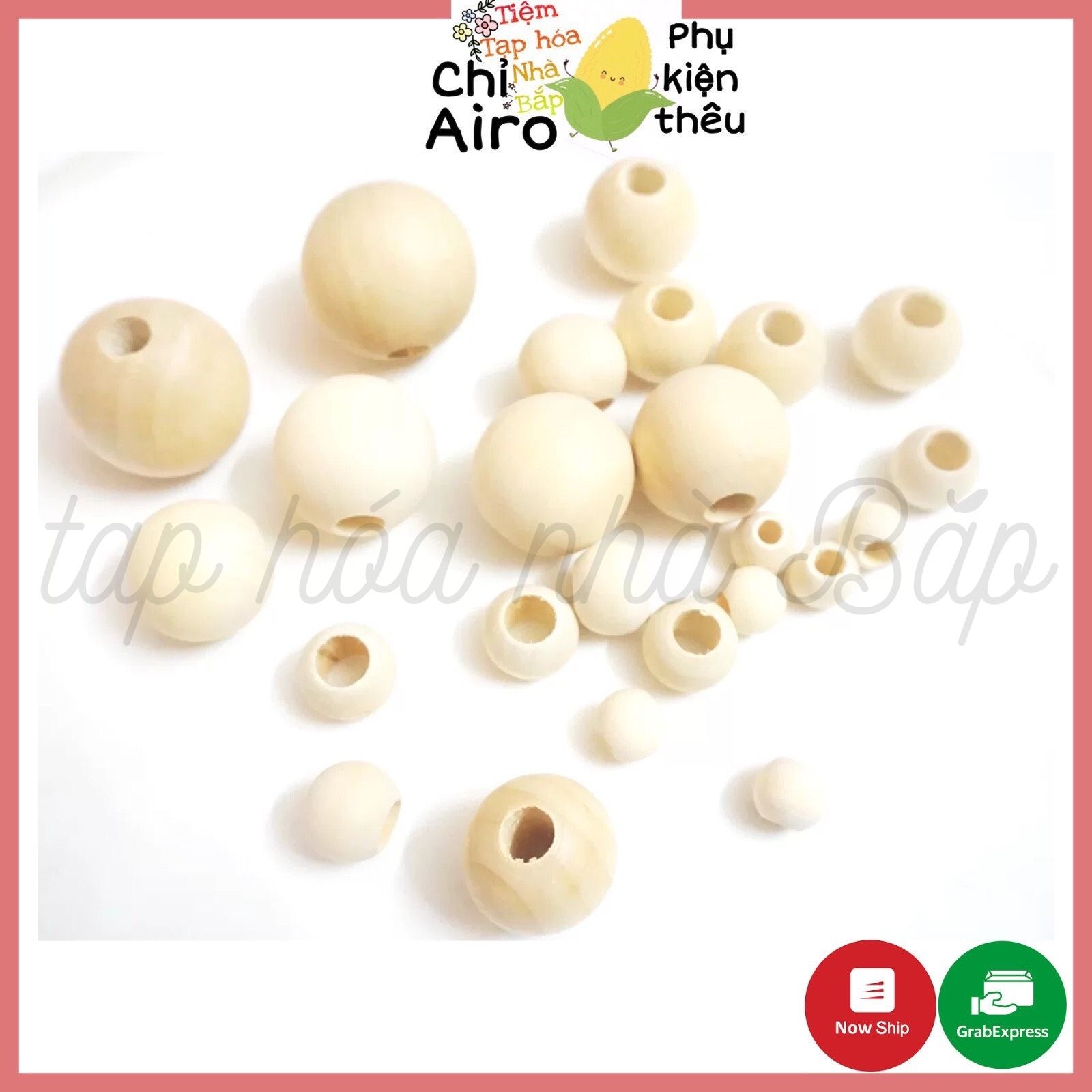 Hạt gỗ handmade - hạt xâu vòng diy các size