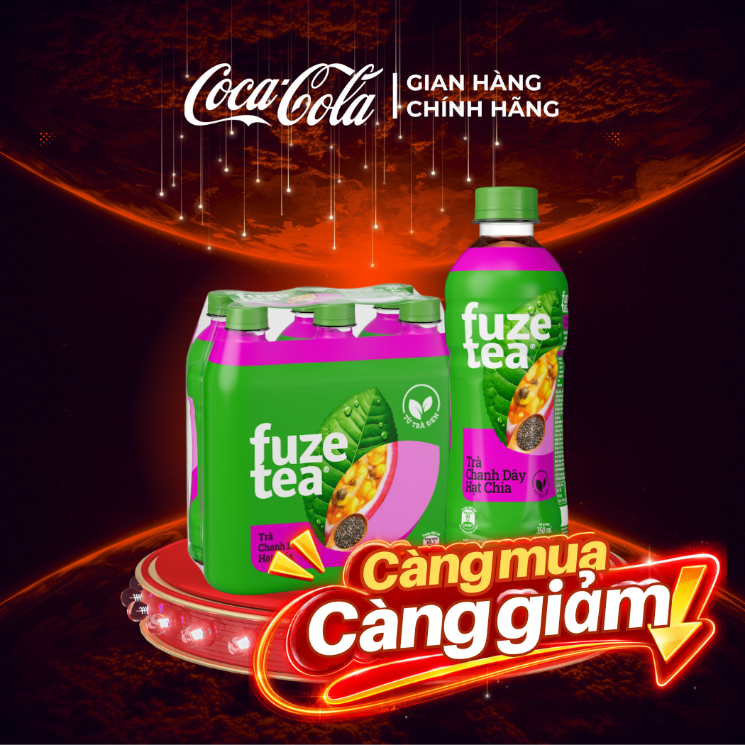 [SIÊU SALE ] Lốc 6 Chai Trà Chanh Dây Và Hạt Chia Fuze Tea 450ml/Chai Sale 8.8 Coca-Cola Chính Hãng_LD