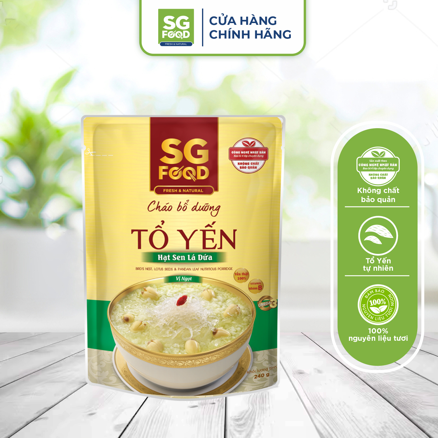 Cháo Bổ Dưỡng Sài Gòn Food Tổ Yến Hạt Sen Lá Dứa 240G