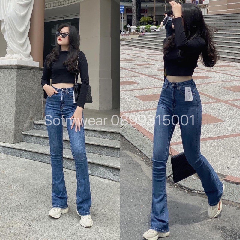 Quần jean ống loe ld01 bigsize dài 110cm
